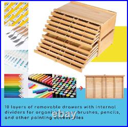 10Drawer Artist Supply Storage Box Large Capacity MultiFunction BeechWo G1N