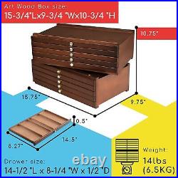 10-Drawer Art Supply Storage Box, Beech Wood Art Box, Large Capacity Wooden Pe