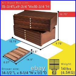 10-Drawer Art Supply Storage Box, Beech Wood Art Box, Large Capacity Wooden Penc