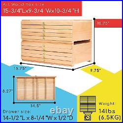 10-Drawer Artist Supply Storage Box Large Capacity Multi-Function Beech-Wood P