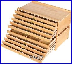 10-Drawer Artist Supply Storage Box Large Capacity Multi-Function Beech-Wood P