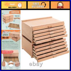 10-Drawer Artist Tool Supply Box Hardwood Organizer for Brushes, Pencils & Mor