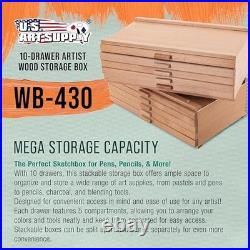 10-Drawer Artist Tool Supply Box Hardwood Organizer for Brushes, Pencils & Mor