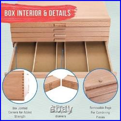10-Drawer Artist Tool Supply Box Hardwood Organizer for Brushes, Pencils & Mor