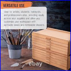 10-Drawer Artist Tool Supply Box Hardwood Organizer for Brushes, Pencils & Mor