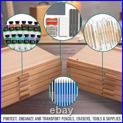 10-Drawer Artist Tool Supply Box Hardwood Organizer for Brushes, Pencils & Mor