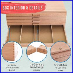 10-Drawer Artist Tool Supply Box with 5 Compartments per Drawer Hardwood Ar