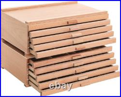 10-Drawer Artist Tool Supply Box with 5 Compartments per Drawer Hardwood Ar