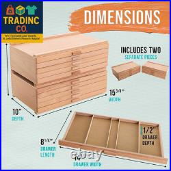 10-Drawer Artist Tool Supply Box with 5 Compartments per Drawer Hardwood Art B