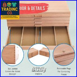10-Drawer Artist Tool Supply Box with 5 Compartments per Drawer Hardwood Art B