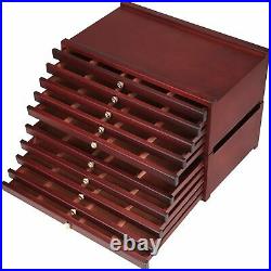 10-Drawer Wood Artist Supply Storage Box, Portable Beechwood Multifunc
