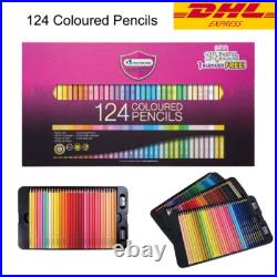 124 Colored Pencils Box Set Master Art Drawing Coloring Artist Painting Book