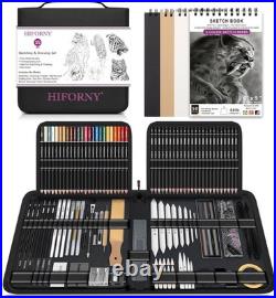 126-Piece Portable Drawing Kit with Sketchbook & Premium Pencils for Artists