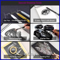 126-Piece Portable Drawing Kit with Sketchbook & Premium Pencils for Artists