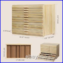 12-Drawer Pine Artist Supply Storage Box Effortlessly Organize and Store Penci