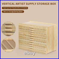 12-Drawer Pine Artist Supply Storage Box Effortlessly Organize and Store Penci