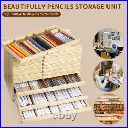 12-Drawer Pine Artist Supply Storage Box Effortlessly Organize and Store Penci