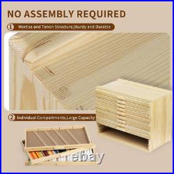 12-Drawer Pine Artist Supply Storage Box Effortlessly Organize and Store Penci