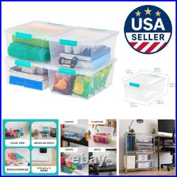 12 Qt Clear Craft Storage Bins with Lids 4-Pack for Organizing Art Supplies