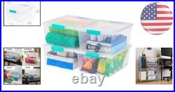 12 Qt Clear Craft Storage Bins with Lids 4-Pack for Organizing Art Supplies
