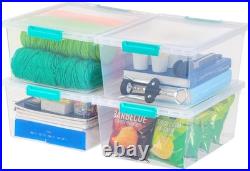 12 Qt Clear Craft Storage Bins with Lids 4-Pack for Organizing Art Supplies