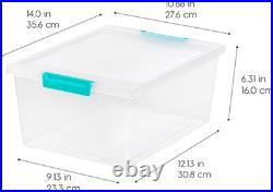 12 Qt Clear Craft Storage Bins with Lids 4-Pack for Organizing Art Supplies
