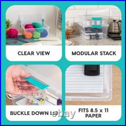 12 Qt Clear Craft Storage Bins with Lids 4-Pack for Organizing Art Supplies