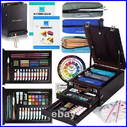 152 pc Wooden Easel Mixed Media Art Supplies Artist Painting and Drawing Kit