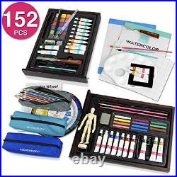 152 pc Wooden Easel Painting & Drawing Mixed Media Art Set Acrylic &