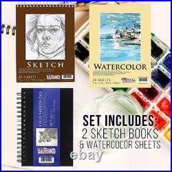 162-Piece Mega Wood Box Artist Kit with Painting, Drawing & Art Supplies for Adu