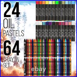 163-Piece Mega Deluxe Art Painting, Drawing Set in Wood Box, Desk Easel Artist