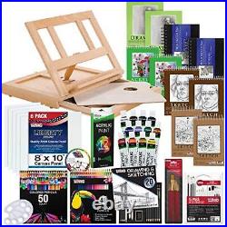 171-Piece Acrylic Painting & Sketch Drawing Set with Wood Easel, Acrylic Pain