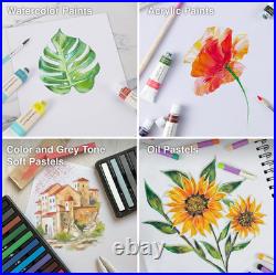 181-Piece Mixed Media Art Set in Wooden Case for Drawing Sketching Painting, Sof
