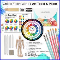 181-Piece Mixed Media Art Set in Wooden Case for Drawing Sketching Painting, Sof