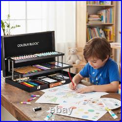 181-Piece Mixed Media Art Set in Wooden Case for Drawing Sketching Painting, Sof