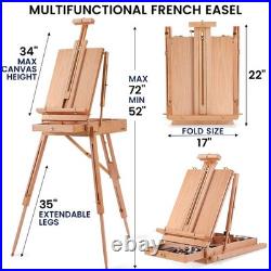 196Pcs Deluxe Artist Painting Set with French Easel, 48 Colors Acrylic & Oil
