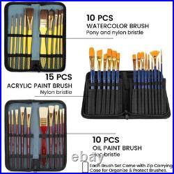 196Pcs Deluxe Artist Painting Set with French Easel, 48 Colors Acrylic & Oil