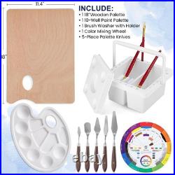 196Pcs Deluxe Artist Painting Set with French Easel, 48 Colors Acrylic & Oil