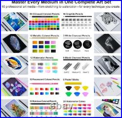 240PCS Artists Art Supplies Drawing Kit with 3 Sketchbook Coloring book