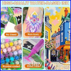 288 Colors Soft Brush Tip Acrylic Paint Markers Set, Pens for Rock, Wood, Fabric