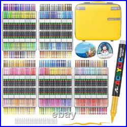 360 Colors Acrylic Paint Markers with a storage box, Soft Brush Tip Acrylic M