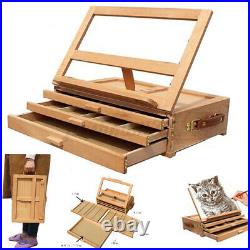 3-layer Artist Portable Easel Art Drawing Painting Wood Table Desktop Box Board