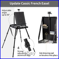 4 Legs Portable Beechwood French Easel, Black