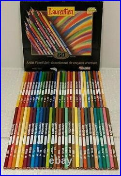 60 Laurentien Colored Pencil Crayon Box Set Complete High Number Unsharpened NEW