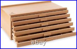 6 Drawer Wooden Artist Storage Supply Box for Pastels, Pencils, Pens, Markers