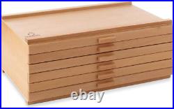 6 Drawer Wooden Artist Storage Supply Box for Pastels, Pencils, Pens, Markers