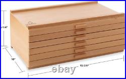 6 Drawer Wooden Artist Storage Supply Box for Pastels, Pencils, Pens, Markers