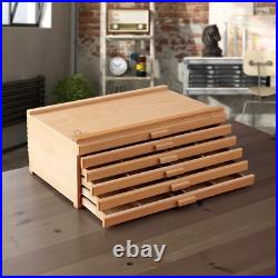 6 Drawer Wooden Artist Storage Supply Box for Pastels, Pencils, Pens, Markers