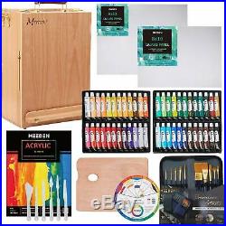 70-Piece Premium Acrylic Painting Set Solid Beech Wood Easel box, 48 Colors
