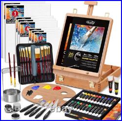 82Pcs Professional Oil Painting Set with Easel Box, 24 Rich Oil Colors & 10 Hog